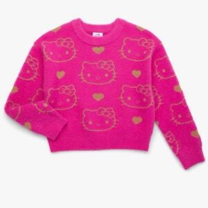 Hello Kitty Pink Metallic Lurex Holiday Sweater Size XS(4-5)